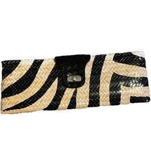 Adrienne Vittadini Zubia Tiger Straw Clutch